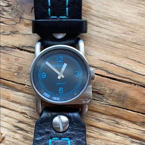 Women’s Diesel Watch, black leather strap